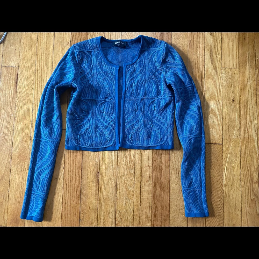 Bebe Blue Detail Stretchy Crop Jacket